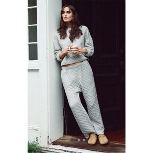 THE GREAT. Quilted Cropped Pajama Pants/Joggers EUC